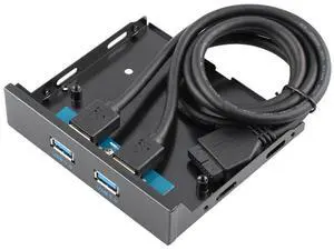 Vszerda USB 3.0 HUB Front Panel Header 19/20Pin Male 1 to 2 USB 3.0 Female Mainboard Header Port Extension Cable Adapter for PC 3.5" Floppy Bay
