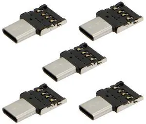 Vszerda 5 Pack USB C OTG Adapter USB C Male to USB 2.0 Female Ultra Mini Size Connector Adapter