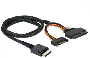 Vszerda PCIe 4.0 SFF-8611 to SFF-8639 Cable with SATA Power for U.2 SFF-8639 NVME SSD Motherboard Internal Expansion 1.64FT/0.5M