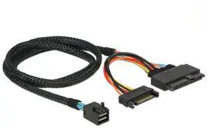 Vszerda PCIe 4.0 SFF-8643 to SFF-8639 Cable with SATA Power for U.2 SFF-8639 NVME SSD Motherboard Internal Expansion 1.64FT/0.5M