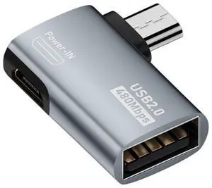 Vszerda 2 in 1 Micro USB OTG Power Adapter Micro USB Male to USB 2.0 Female 90 Degree Left Angled Connector Adapter Vszerda 2 in 1 Micro USB OTG Power Adapter Micro USB Male to USB 2.0 Female 90 Degree Left Angled Connector Adapter
