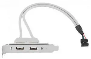 Vszerda 9Pin Motherboard Header 1 to 2 USB 2.0 Port Multiplier Panel Cable 40cm with 80mm PCI Bracket