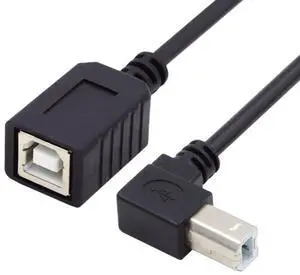 Vszerda Printer Scanner Disk USB 2.0 Type B Male to Female 90 Degree UP Angled Extension Cable 20cm
