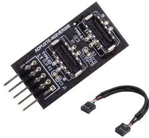 Vszerda USB 2.0 9Pin/10Pin 1 to 2 USB 3.1 Type E Female Front Panel Socket Mainboard Header Extension Adapter