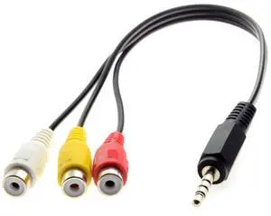 Vszerda 3.5mm 1/8" Male Stereo Car AUX to 3 RCA AV Female Cord Audio Video Composite Cable 20cm