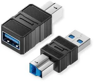 Vszerda 2 Pack USB 3.0 Type A Male/Female to USB 3.0 Type B Male Adapter for Printer,Hard Disk,Camera