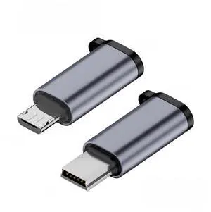 Vszerda 2 Pack USB 2.0 Micro USB/Mini USB Male to USB C Female 480Mbps Data Transfer 12W 5V 2.4A Charging Converter Adapter