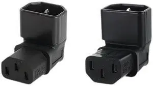 Vszerda 2 Pack IEC 320 C14 Male to C13 Female 90 Degree Angled Power Extension Connector Adapter 10A 250V for Monitor/Computer/PDU Chassis/Printer