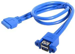 BUCIER Stackable USB 3.0 Female Panel Type to Motherboard 19Pin 20Pin Header Cable 5Gbps Dual Ports 50cm