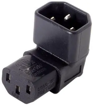 Vszerda IEC 320 C14 Male to C13 Female 90 Degree UP Angled Power Extension Connector Adapter 10A 250V for Monitor/Computer/PDU Chassis/Printer