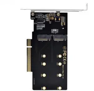 Vszerda Dual M.2 to PCIe 3.0 X8 Adapter, Dual NVME/AHCI SSD to PCI Express Expansion Card Adapter with 12cm Slot Bracket