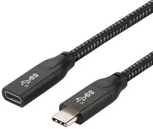 Vszerda USB C Extension Cable USB 3.1 Gen 2 Type C Male to Female Fast Charging Data Transfer Extension Nylon Braided Cable 0.6M