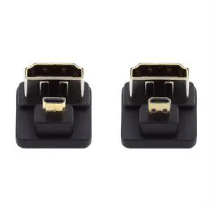 Vszerda 2 Pack Micro HDMI Male to HDMI Female 4K@60Hz 180 Degree Angled Converter Connector Adapter