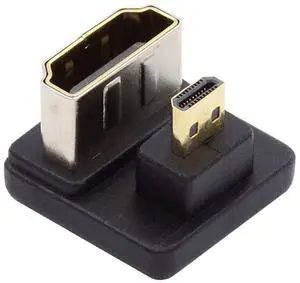 Vszerda Micro HDMI Male to HDMI Female 4K@60Hz 180 Degree Down Angled Extension Adapter Converter Connector