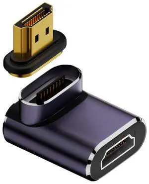 Vszerda HDMI 2.1 Magnetic Connector, HDMI Male to Female 90 Degree Down Angled 8K@60Hz 4K@120Hz 48Gbps High Speed Gold Plated Gender Change Adapter