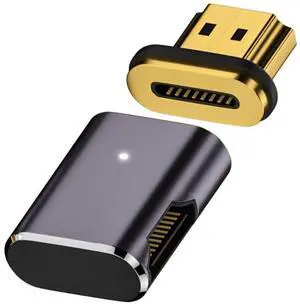 Vszerda HDMI 2.1 Magnetic Connector, HDMI Male to Female 90 Degree Left Side 8K@60Hz 4K@120Hz 48Gbps High Speed Gold Plated Gender Change Adapter