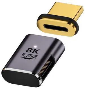 Vszerda HDMI 2.1 Magnetic Connector, HDMI Male to Female 90 Degree Right Side 8K@60Hz 4K@120Hz 48Gbps High Speed Gold Plated Gender Change Adapter