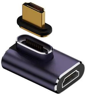 Vszerda HDMI 2.1 Magnetic Connector, HDMI Male to Female 90 Degree Right Angled 8K@60Hz 4K@120Hz 48Gbps High Speed Gold Plated Gender Change Adapter