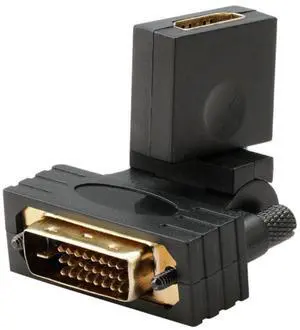 Vszerda HDMI to DVI Adapter,DVI Male to HDMI Female 180/360 Degree Angled Flip Rotation Gold Plating Bidirectional Converter Adapter for TV, Monitor, Computer