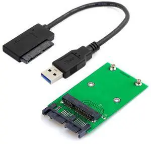 Vszerda Micro SATA 16 Pin to Mini SATA mSATA SSD Hard Disk PCB Converter Adapter for 50mm mSATA SSD with Micro SATA to USB 3.0 Data Cable