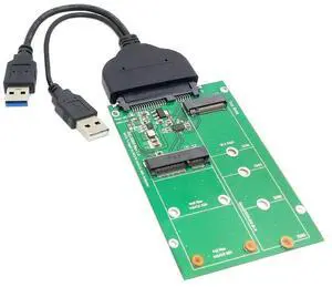 Vszerda 2 in 1 Mini SATA mSATA SSD  NGFF SATA SSD to 2.5" SATA 3.0 III Hard Disk PCB Converter Adapter with SATA to USB 3.0 Data Cable