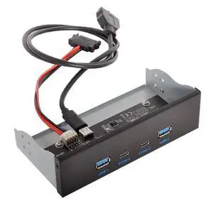 Vszerda 5.25" Front Panel CD-ROM Bay USB 3.0 & USB-C HUB 4 Ports Motherboard Adapter