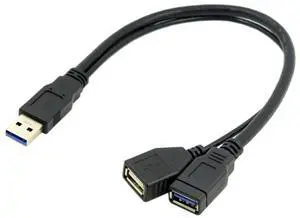 Vszerda USB 3.0 Splitter Y Cable USB 1 Male to 2 Female Extra Power Data Extension Cable for 2.5" Mobile Hard Disk