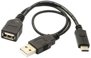 Vszerda USB C OTG Cable USB 3.1 Type C to USB 2.0 OTG Data Cable with USB Power