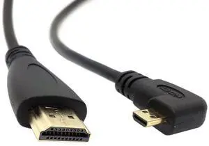 Vszerda HDMI Male to Micro HDMI Male 90 Degree Right Angled HDTV Cable 50cm for Cell Phone & Tablet