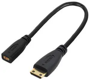 Vszerda Type D Micro HDMI v1.4 Socket Female to Type C Mini HDMI Male Convertor Adapter Cable 10cm