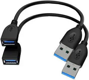 USB extension cable, (2 PACK 1FT) USB 3.0 male to female extension cable withstands fast data transfer compatible with USB keyboard, mouse, webcam, camera, phone, USB hub, printer, hard drive, etc