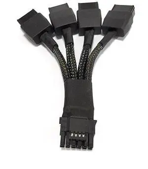 Vszerda PCI-e 5.0 Extension Cable, RTX 4090 4080 16Pin(12+4) Male to 4x8Pin Female 12VHPWR Cable PCIE GPU Power Sleeved Extender Cord Compatible with GeForce RTX 4090/4080/3090Ti (3.94inch)
