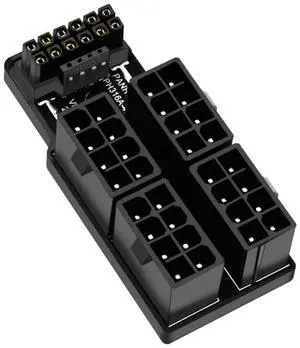 Vszerda ATX 8Pin 4 Port to 12VHPWR ATX3.0 PCI-E 5.0 16Pin Power Modular Adapter 90 Degree Down Angled