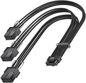 Vszerda 16pin GPU Cable to 3X 8 pin PCIe Extension -30cm PCI-e 5.0 (12+4) 12VHPWR Adapter Cable for GPU RTX 5080 5070 5070Ti 3090Ti 4070Ti 4080 4090, 12V-2x6 Male to Female Sleeved Extender Cord