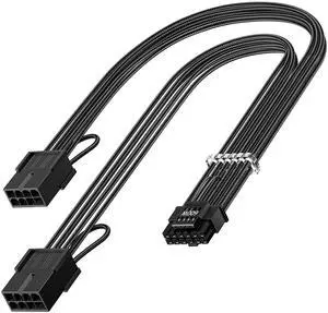 Vszerda 16 Pin GPU Cable Adapter - PCIe 5.0 12VHPWR Extension 30cm - (12+4) Male to PCIE 2x8Pin Female Sleeved 12v-2x6 Extender Cord for GeForce RTX 4090 4080 4070ti 3090ti Black