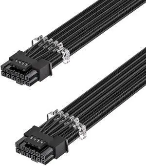 Vszerda PCIe 5.1 16Pin GPU Power Cable - 70cm 12V-2x6 PSU Sleeved Cable 600W Male to Male 12VHPWR for Geforce RTX 5090 5080 5070ti 3090Ti 4070 Ti 4080 4090 5070 to ATX 3.1 Modular PSU (Black)