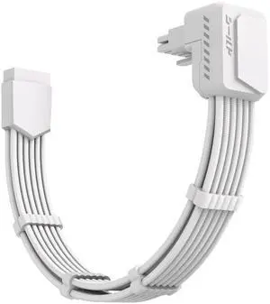 Vszerda Shield PCIE 5.1 GPU Extension Cable with 90 Degree 12V-2x6 Angle Adapter,16pin (12+4) 12VHPWR PCIe 5.1 PSU Cable Extension for RTX 40/50 Series with Combs-Reverse Type-White