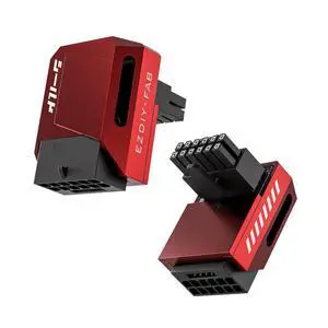 Vszerda PCIe 5.1 Adapter - 600W 12+4pin,16pin 12VHPWR GPU Power Connector,12V-2x6 GPU Adapter,90 Degree Right Angle - Compatible with RTX 3090Ti, 4070Ti, 4080, 4090 GPU - RVS Type, Red, 1 Pack