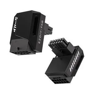 Vszerda PCIe 5.1 Adapter - 600W 12+4pin,16pin 12VHPWR GPU Power Connector,12V-2x6 GPU Adapter,90 Degree Right Angle - Compatible with RTX 3090Ti, 4070Ti, 4080, 4090 GPU - RVS Type, Black, 1 Pack