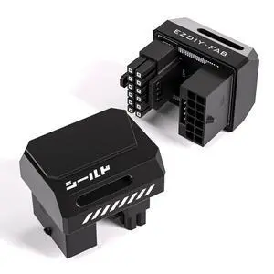 Vszerda PCIe 5.1 Adapter - 600W 12+4pin, 16pin 12VHPWR GPU Power Connector, 12V-2x6 GPU Adapter,180 Degree Right Angle - Compatible with RTX 3090Ti, 4070Ti, 4080, 4090 GPU - RVS Type, Black, 1 Pack