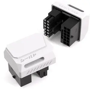 Vszerda PCIe 5.1 Adapter - 600W 12+4pin, 16pin 12VHPWR GPU Power Connector, 12V-2x6 GPU Adapter,180 Degree Right Angle - Compatible with RTX 3090Ti, 4070Ti, 4080, 4090 GPU - STD Type, White, 1 Pack