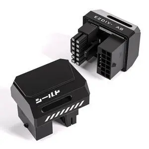 Vszerda PCIe 5.1 Adapter - 600W 12+4pin, 16pin 12VHPWR GPU Power Connector, 12V-2x6 GPU Adapter,180 Degree Right Angle - Compatible with RTX 3090Ti, 4070Ti, 4080, 4090 GPU - STD Type, Black, 1 Pack