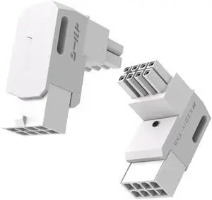 Vszerda Shield Series 8-Pin PCIe GPU Power Adapter,90-Degree Angled Connector, Aluminum Design for Graphics Cards  Reverse Type,White-2 Pack