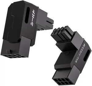 Vszerda Shield Series 8-Pin PCIe GPU Power Adapter,90-Degree Angled Connector, Aluminum Design for Graphics Cards  Standard Type,Black-2 Pack