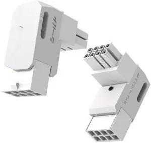 Vszerda Shield Series 8-Pin PCIe GPU Power Adapter,90-Degree Angled Connector, Aluminum Design for Graphics Cards  Standard Type,White-2 Pack