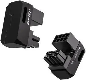 Vszerda Shield Series 8-Pin PCIe GPU Power Adapter,180-Degree U-Turn Angled Connector, Aluminum Design for Graphics Cards  Reverse Type,Black-2 Pack