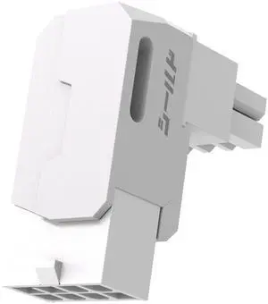 Vszerda Shield Series 8-Pin PCIe GPU Power Adapter,90-Degree Angled Connector, Aluminum Design for Graphics Cards  Reverse Type,White-1 Pack