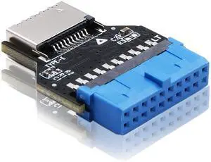 Vszerda USB 3.0 (USB3.1 Gen 2) Internal Header (19-Pin) to USB 3.1/3.2 Type-C (20-Pin) A-Key Front Panel 180 Degrees Adapter, Extend USB Type E Ports to PCs Front Panel USB Ports