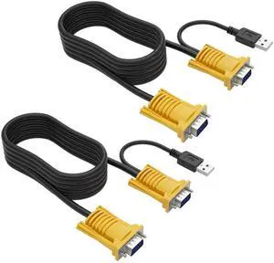 MT-VIKI 2-in-1 USB VGA KVM Cable for USB KVM Switch VGA (16ft 2pakcs)