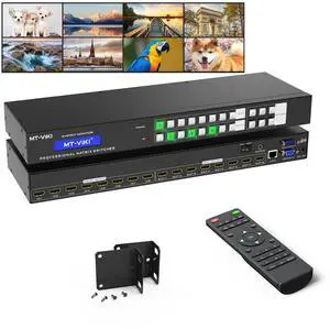 MT-VIKI 4K HDMI Matrix Switch 8X8 w/Web GUI & 3.5mm Stereo Audio w/IR Remote, 4K@30Hz, Rack Mount Switcher & Splitter, EDID, RS232, LAN Port, APP
